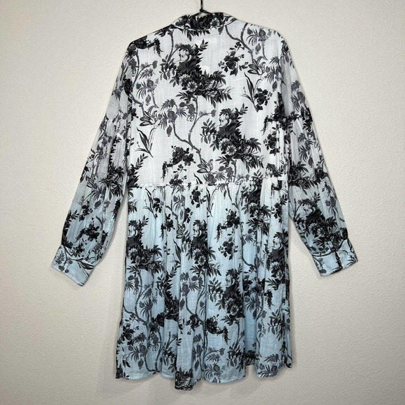 Anthropologie Lavinia White Blue Floral Embroidered Long Sleeve Shirtdress NWT - Picture 13 of 16